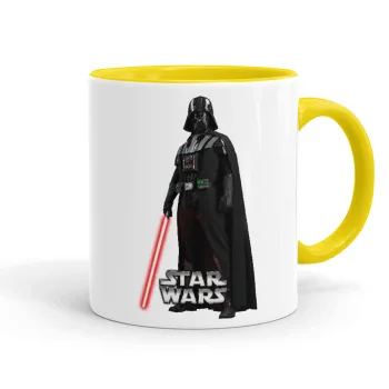 Darth vader, Κούπα χρωματιστή κίτρινη, κεραμική, 330ml