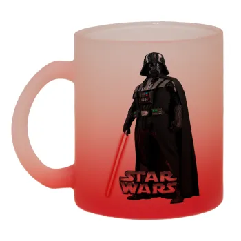 Darth vader, Κούπα γυάλινη δίχρωμη με βάση το κόκκινο ματ, 330ml