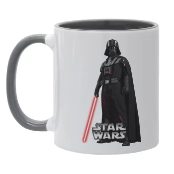Darth vader, Κούπα χρωματιστή γκρι, κεραμική, 330ml