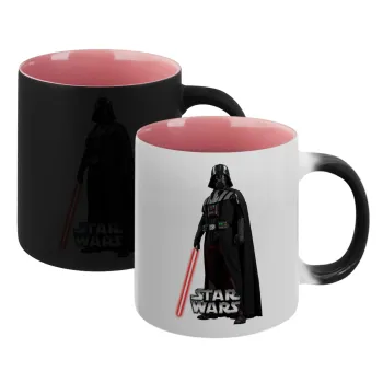 Darth vader, Κούπα Μαγική εσωτερικό ΡΟΖ, κεραμική 330ml που αλλάζει χρώμα με το ζεστό ρόφημα