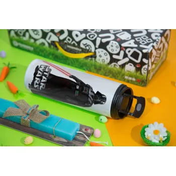 Darth vader, Easter candle,Travel Tumbler 2 Lids, with metal straw & cleaning brush & aromatic flat candle (30cm) (BLUE)