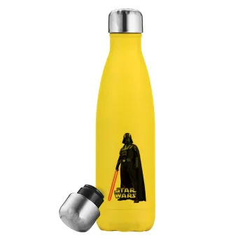 Darth vader, Μεταλλικό παγούρι θερμός Κίτρινος (Stainless steel), διπλού τοιχώματος, 500ml