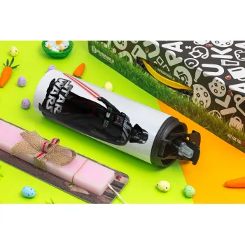 Darth vader, Πασχαλινή Λαμπάδα με Travel Tumbler θερμό με διπλό καπάκι (600ml, BPA free) & κερί αρωματικό πλακέ (30cm) (ΡΟΖ)