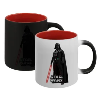 Darth vader, Κούπα Μαγική εσωτερικό κόκκινο, κεραμική, 330ml που αλλάζει χρώμα με το ζεστό ρόφημα