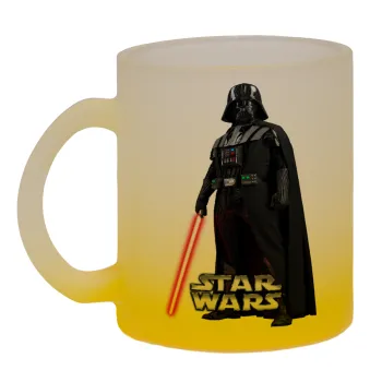 Darth vader, Κούπα γυάλινη δίχρωμη με βάση το κίτρινο ματ, 330ml