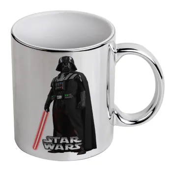 Darth vader, Mug ceramic, silver mirror, 330ml