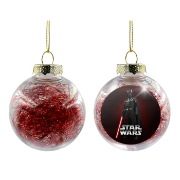 Darth vader, Transparent Christmas tree ball ornament with red filling 8cm