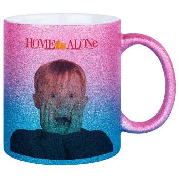 Μόνος στο σπίτι Kevin McCallister Shocked, Κούπα Χρυσή/Μπλε Glitter, κεραμική, 330ml