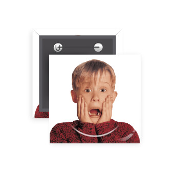 Μόνος στο σπίτι Kevin McCallister Shocked, Κονκάρδα παραμάνα τετράγωνη 5x5cm