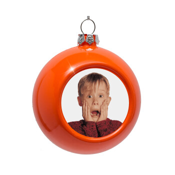 Μόνος στο σπίτι Kevin McCallister Shocked, Στολίδι Χριστουγεννιάτικη μπάλα δένδρου Πορτοκαλί 8cm