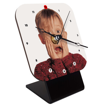 Μόνος στο σπίτι Kevin McCallister Shocked, Quartz Wooden table clock with hands (10cm)