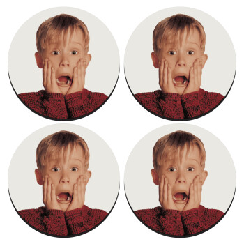 Μόνος στο σπίτι Kevin McCallister Shocked, ΣΕΤ 4 Σουβέρ ξύλινα στρογγυλά (9cm)