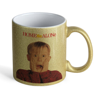 Μόνος στο σπίτι Kevin McCallister Shocked, Κούπα Χρυσή Glitter που γυαλίζει, κεραμική, 330ml