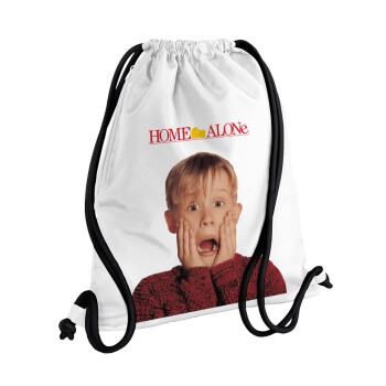 Μόνος στο σπίτι Kevin McCallister Shocked, Backpack pouch GYMBAG white, with pocket (40x48cm) & thick cords