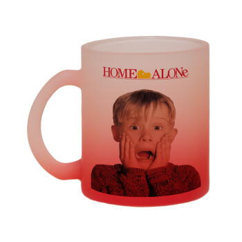 Μόνος στο σπίτι Kevin McCallister Shocked, Κούπα γυάλινη δίχρωμη με βάση το κόκκινο ματ, 330ml