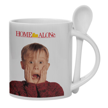 Μόνος στο σπίτι Kevin McCallister Shocked, Ceramic coffee mug with Spoon, 330ml (1pcs)
