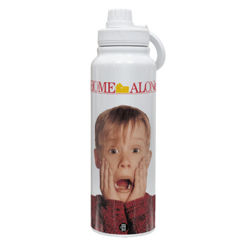 Μόνος στο σπίτι Kevin McCallister Shocked, 1L Stainless Steel Thermal Bottle with Phone Holder & Double Wall Insulation