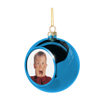 Μόνος στο σπίτι Kevin McCallister Shocked, Χριστουγεννιάτικη μπάλα δένδρου Μπλε 8cm