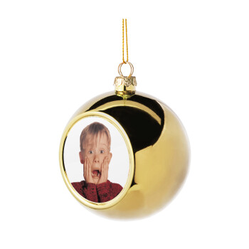 Μόνος στο σπίτι Kevin McCallister Shocked, Golden Christmas tree ball ornament 8cm