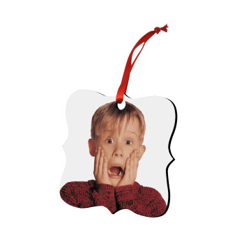 Μόνος στο σπίτι Kevin McCallister Shocked, Christmas ornament polygon wooden 7.5cm