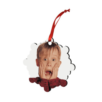 Μόνος στο σπίτι Kevin McCallister Shocked, Christmas ornament snowflake wooden 7.5cm