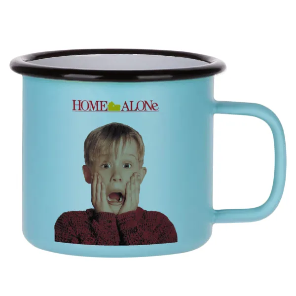 Μόνος στο σπίτι Kevin McCallister Shocked — Κούπα Μεταλλική εμαγιέ ΜΑΤ σιέλ 360ml