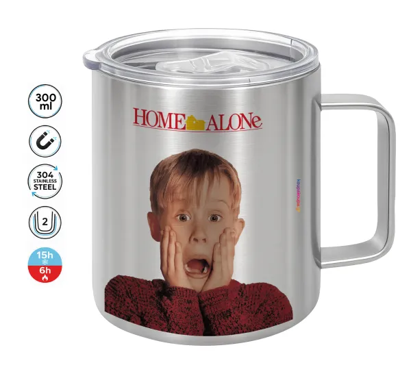 Μόνος στο σπίτι Kevin McCallister Shocked — Double-walled stainless steel mug 300ml with temperature-retaining lid