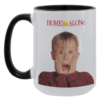 Μόνος στο σπίτι Kevin McCallister Shocked, Κούπα Mega 15oz, κεραμική Μαύρη, 450ml