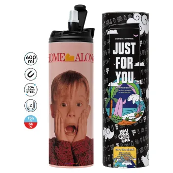 Μόνος στο σπίτι Kevin McCallister Shocked, Tumbler stainless steel PINK 600ml
