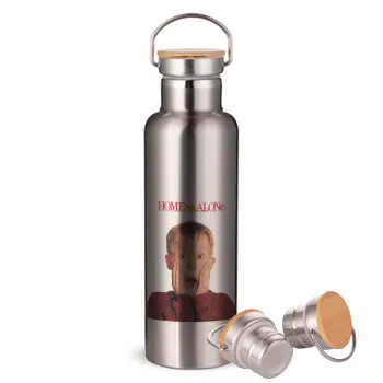 Μόνος στο σπίτι Kevin McCallister Shocked, Stainless steel Silver with wooden lid (bamboo), double wall, 750ml