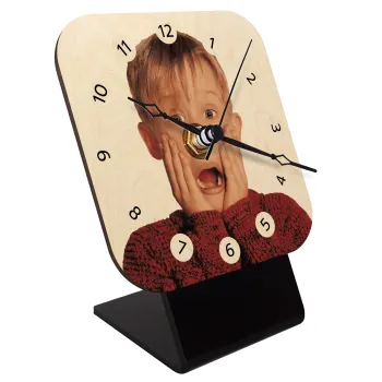 Μόνος στο σπίτι Kevin McCallister Shocked, Επιτραπέζιο ρολόι σε φυσικό ξύλο (10cm)