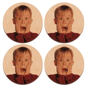 Μόνος στο σπίτι Kevin McCallister Shocked, ΣΕΤ x4 Σουβέρ ξύλινα στρογγυλά plywood (9cm)