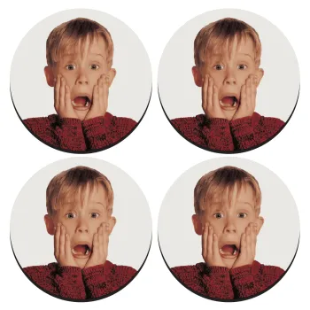 Μόνος στο σπίτι Kevin McCallister Shocked, ΣΕΤ 4 Σουβέρ ξύλινα στρογγυλά (9cm)