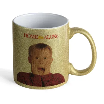 Μόνος στο σπίτι Kevin McCallister Shocked, Κούπα Χρυσή Glitter που γυαλίζει, κεραμική, 330ml