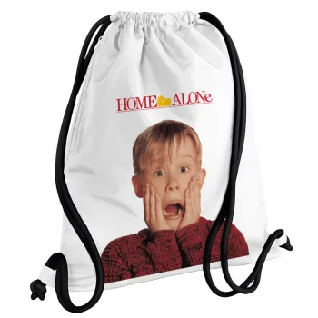 Μόνος στο σπίτι Kevin McCallister Shocked, Backpack pouch GYMBAG white, with pocket (40x48cm) & thick cords