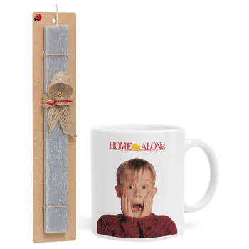 Μόνος στο σπίτι Kevin McCallister Shocked, Easter Set, Ceramic Cup (330ml) & Easter aromatic flat candle (30cm) (GRAY)