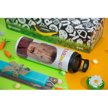 Μόνος στο σπίτι Kevin McCallister Shocked, Πασχαλινή Λαμπάδα με Travel Tumbler θερμό με διπλό καπάκι (600ml, BPA free) & κερί αρωματικό πλακέ (30cm) (ΤΙΡΚΟΥΑΖ)