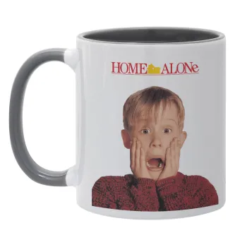 Μόνος στο σπίτι Kevin McCallister Shocked, Κούπα χρωματιστή γκρι, κεραμική, 330ml