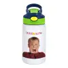 Παιδικό παγούρι θερμό, ανοξείδωτο, με καλαμάκι ασφαλείας, πράσινο/μπλε (350ml)