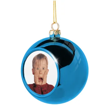 Μόνος στο σπίτι Kevin McCallister Shocked, Blue Christmas tree ball ornament 8cm