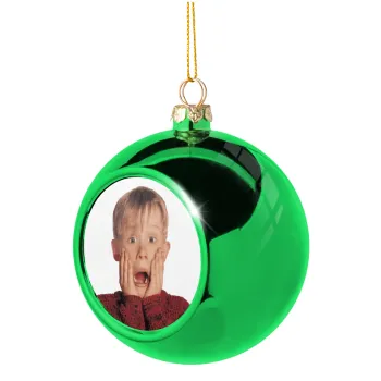 Μόνος στο σπίτι Kevin McCallister Shocked, Green Christmas tree ornament ball 8cm