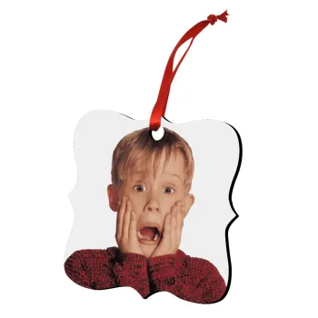Μόνος στο σπίτι Kevin McCallister Shocked, Στολίδι Χριστουγεννιάτικο στολίδι polygon ξύλινο 7.5cm