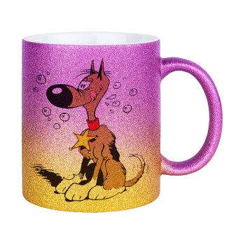 Rantanplan, Κούπα Χρυσή/Ροζ Glitter, κεραμική, 330ml