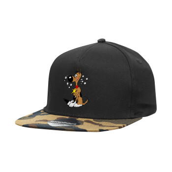 Rantanplan, Adult Flat Snapback Hat Black/Camouflage, (100% COTTON TWILL, ADULT, UNISEX, ONE SIZE)