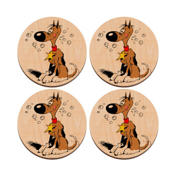 Rantanplan, ΣΕΤ x4 Σουβέρ ξύλινα στρογγυλά plywood (9cm)