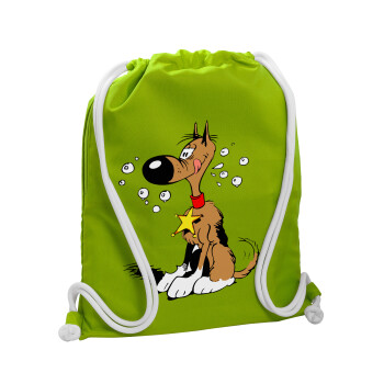 Rantanplan (Ρανταπλάν), Τσάντα πλάτης πουγκί GYMBAG LIME GREEN, με τσέπη (40x48cm) & χονδρά κορδόνια