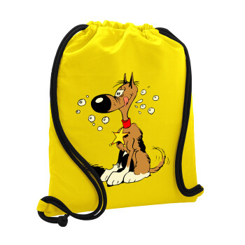 Rantanplan (Ρανταπλάν), Τσάντα πλάτης πουγκί GYMBAG Κίτρινη, με τσέπη (40x48cm) & χονδρά κορδόνια