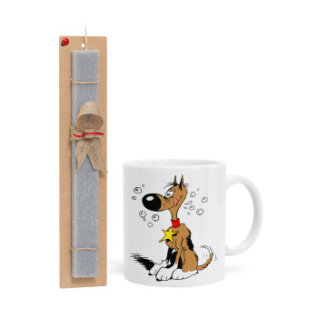 Rantanplan, Easter Set, Ceramic Cup (330ml) & Easter aromatic flat candle (30cm) (GRAY)