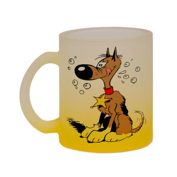 Rantanplan, Κούπα γυάλινη δίχρωμη με βάση το κίτρινο ματ, 330ml