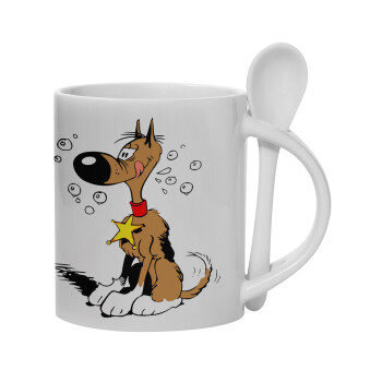 Rantanplan, Ceramic coffee mug with Spoon, 330ml (1pcs)